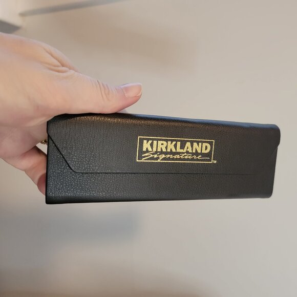 Kirkland Signature Eyeglasses Case Semi Hard Shell Collapsible Leather Triangle - Picture 2 of 8